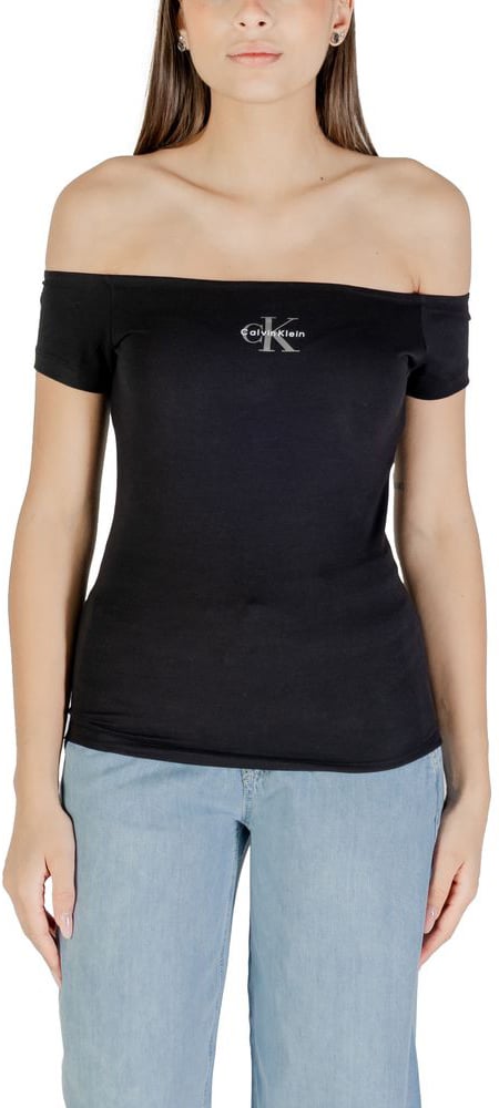 Calvin Klein Jeans Black Cotton T-Shirt Zwart