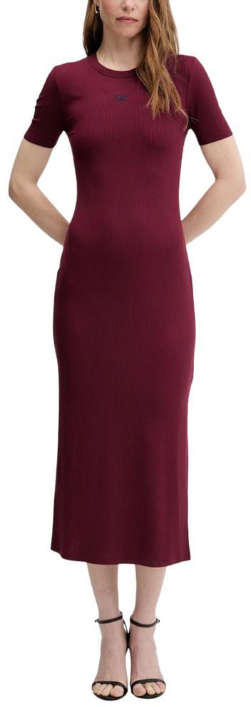 Calvin Klein Jeans Bordeaux Modal Long Dress Maroon