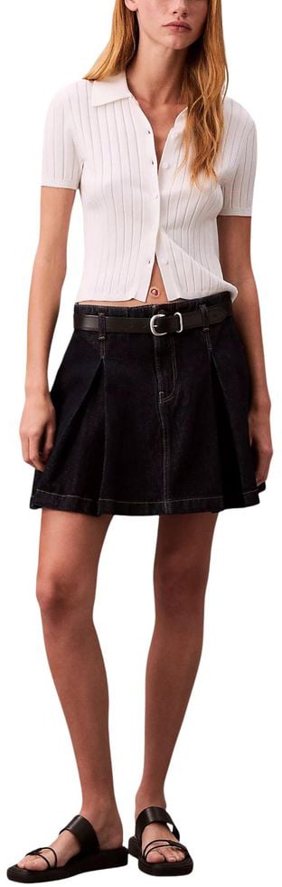 Calvin Klein Jeans Blue Cotton Mini Skirt Blauw