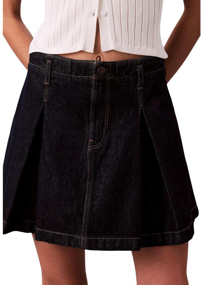 Calvin Klein Jeans Blue Cotton Mini Skirt Blauw