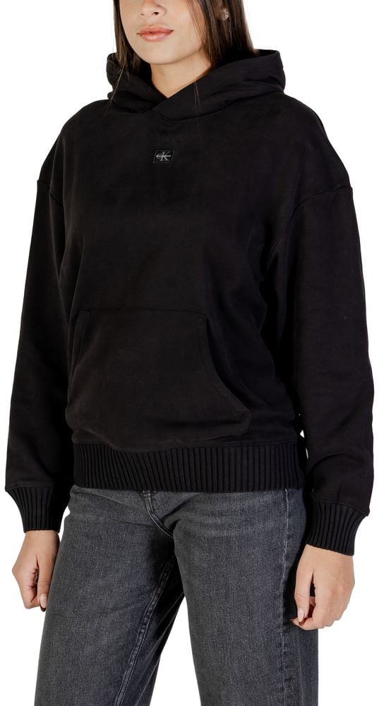Calvin Klein Jeans Black Cotton Hoodie Zwart