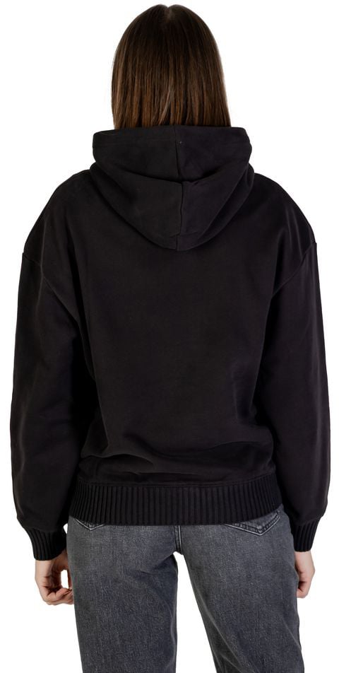 Calvin Klein Jeans Black Cotton Hoodie Zwart