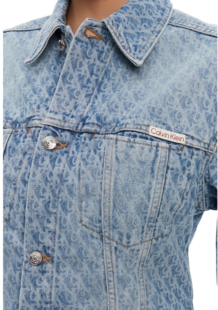 Calvin Klein Jeans Light Blue Cotton Denim Jacket Blauw