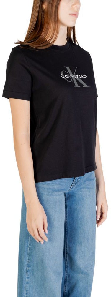 Calvin Klein Jeans Black Cotton T-Shirt Zwart