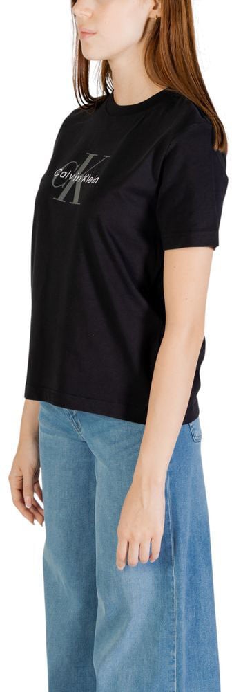Calvin Klein Jeans Black Cotton T-Shirt Zwart
