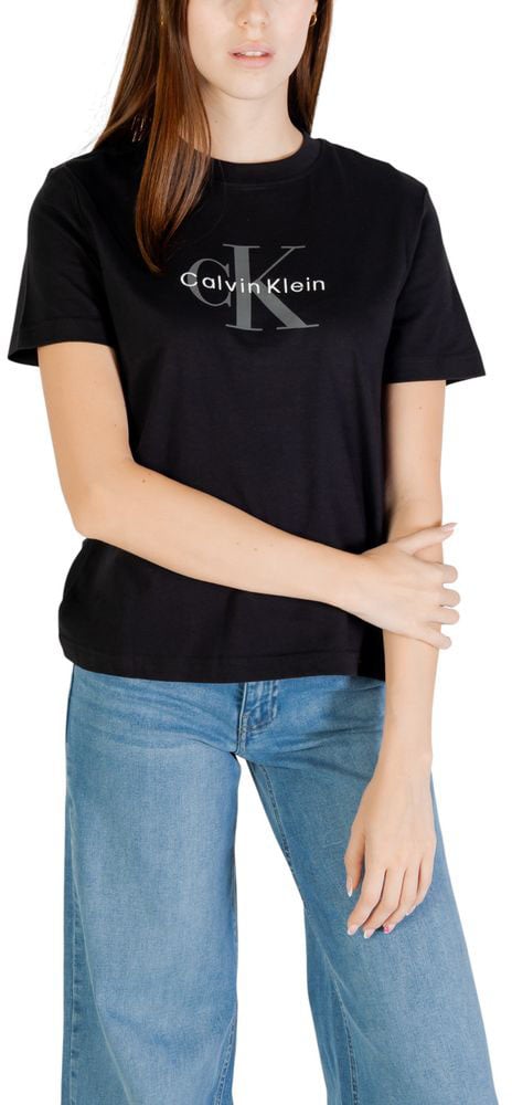 Calvin Klein Jeans Black Cotton T-Shirt Zwart