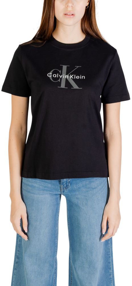 Calvin Klein Jeans Black Cotton T-Shirt Zwart