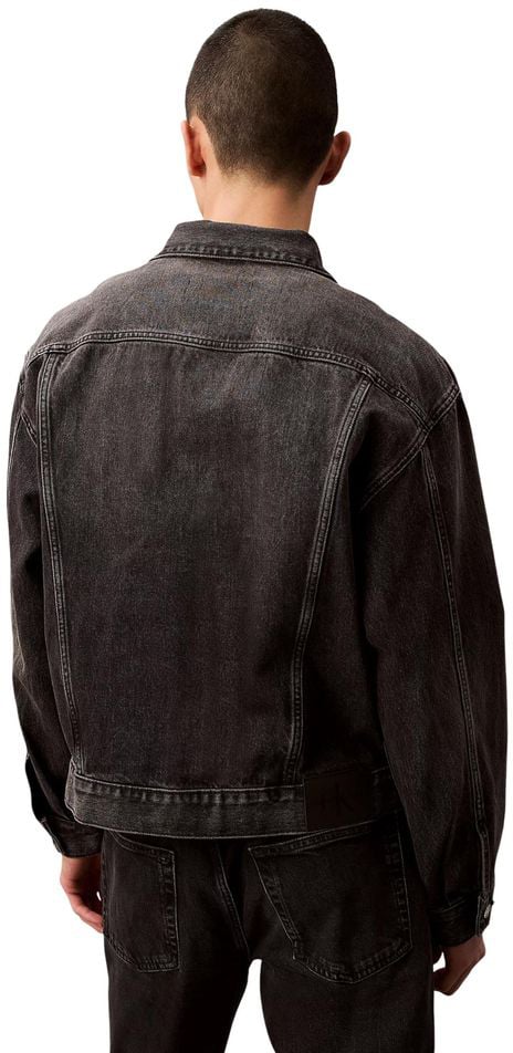 Calvin Klein Jeans Black Cotton Denim Jacket Zwart