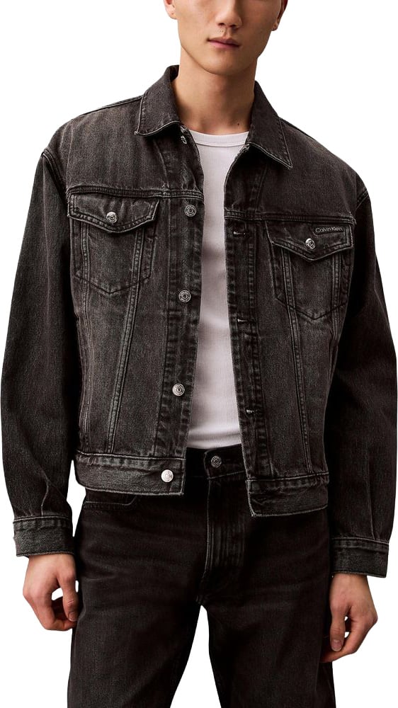 Calvin Klein Jeans Black Cotton Denim Jacket Zwart