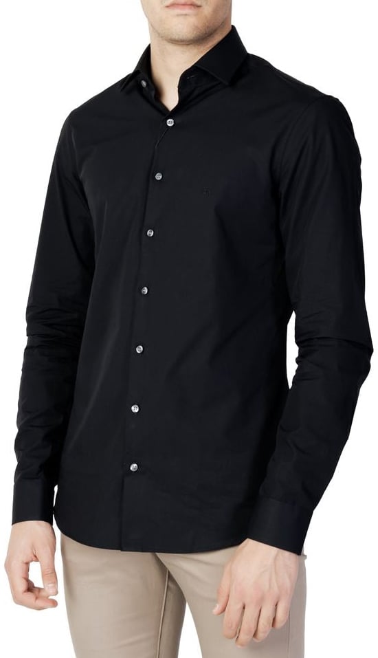 Calvin Klein Calvin Klein Black Cotton Dress Shirt Zwart