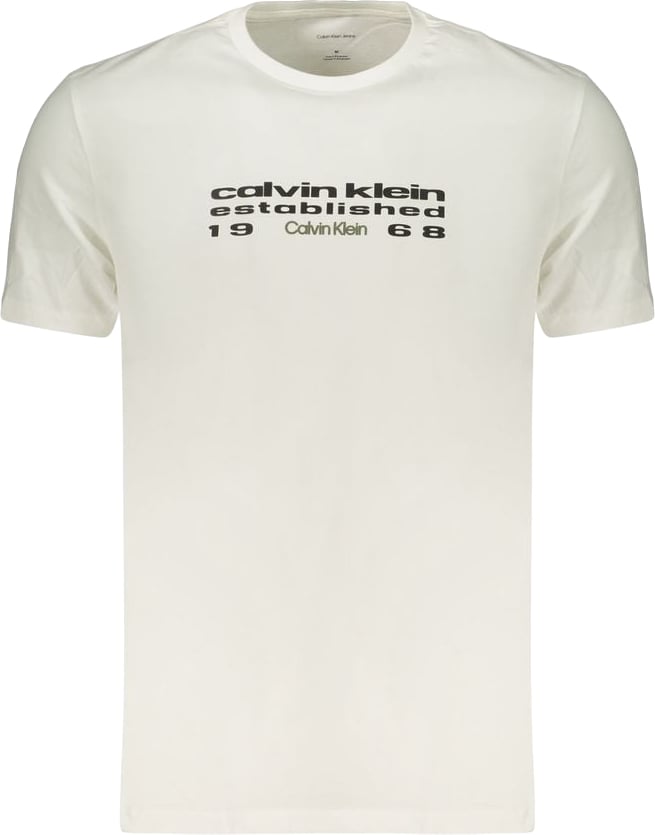 Calvin Klein White Cotton Men's T-Shirt Groen