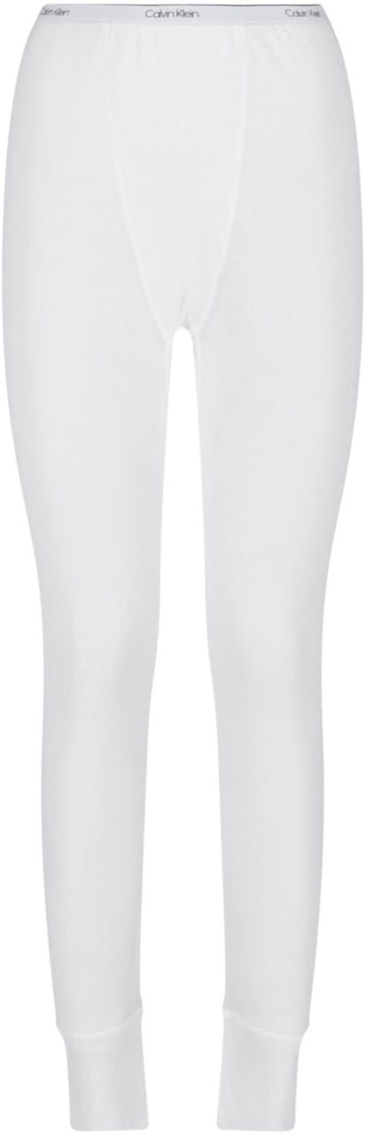 Calvin Klein White Slim-Fit Ribbed Cuff Logo Trousers Wit