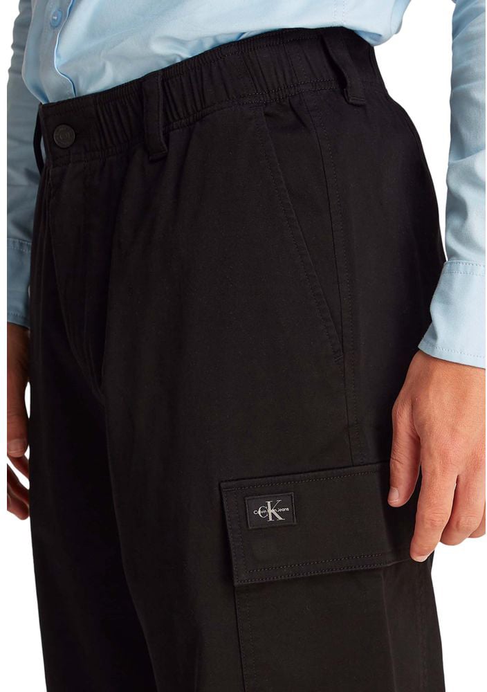 Calvin Klein Jeans Black Cotton Cargo Pants Zwart