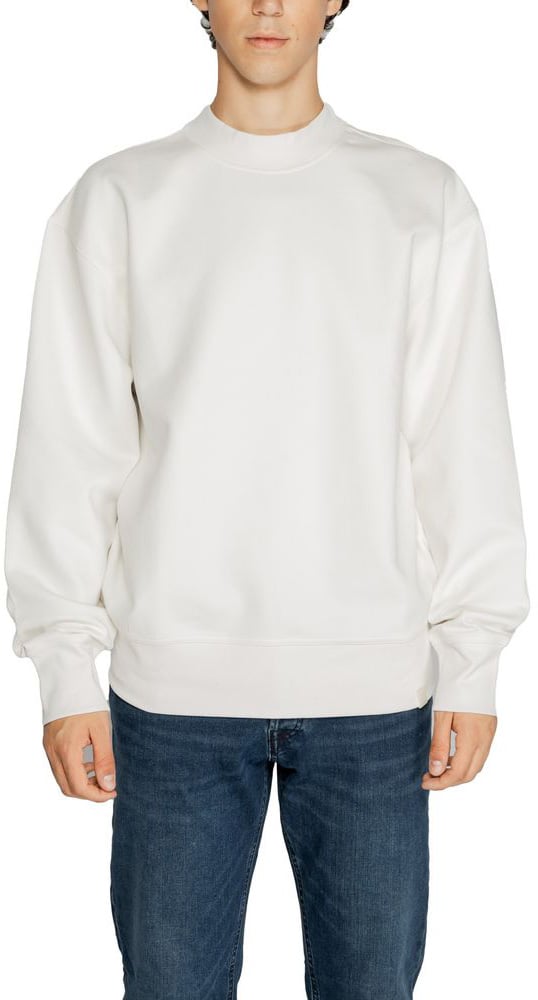 Calvin Klein Jeans White Recycled Cotton Sweatshirt Wit