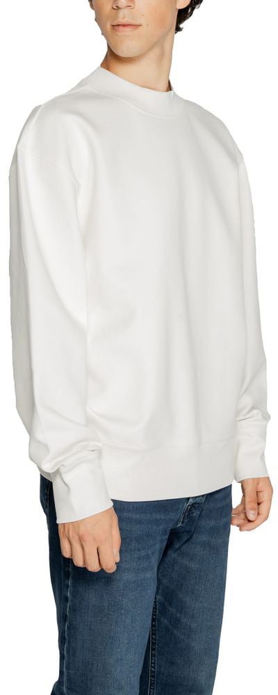 Calvin Klein Jeans White Recycled Cotton Sweatshirt Wit