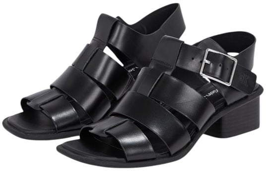 Calvin Klein Jeans Black Polyester Flat Sandals Zwart