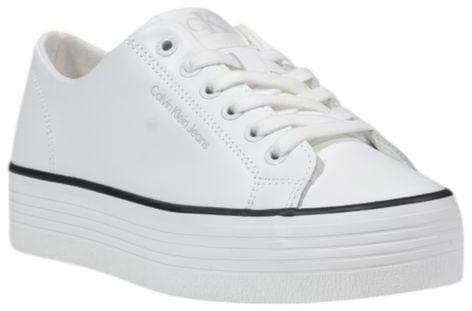 Calvin Klein Jeans Black And White Leather Platform Sneakers Zwart
