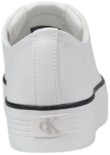 Calvin Klein Jeans Black And White Leather Platform Sneakers Zwart