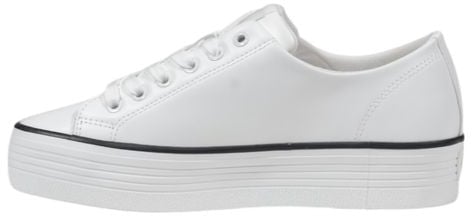 Calvin Klein Jeans Black And White Leather Platform Sneakers Zwart