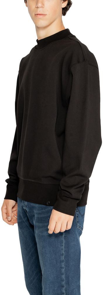 Calvin Klein Jeans Black Recycled Cotton Sweatshirt Zwart