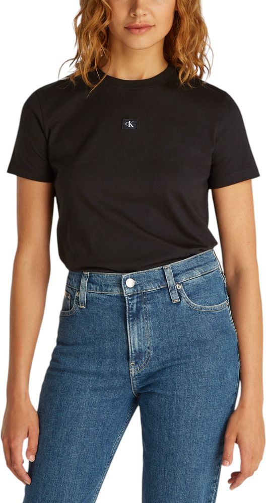 Calvin Klein Jeans Black Recycled Cotton T-Shirt Zwart