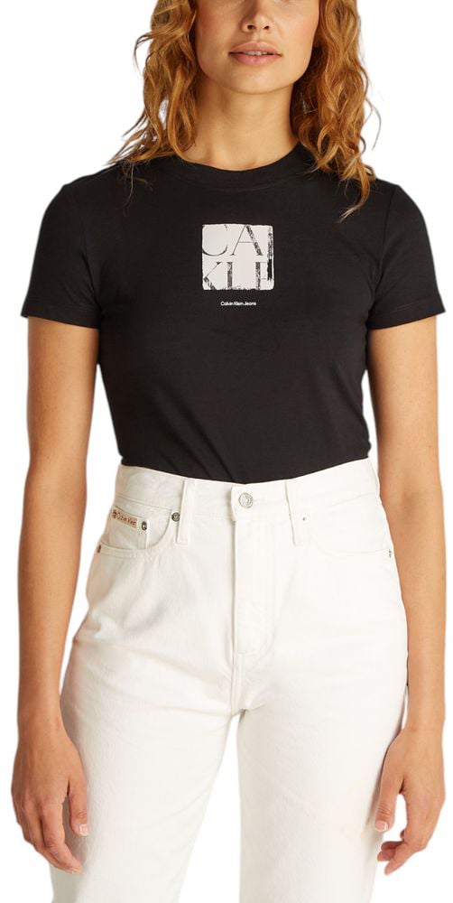 Calvin Klein Jeans Black Recycled Cotton T-Shirt Zwart