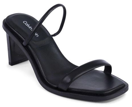 Calvin Klein Black Leather Stiletto Heel Sandals Zwart