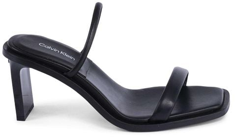 Calvin Klein Black Leather Stiletto Heel Sandals Zwart