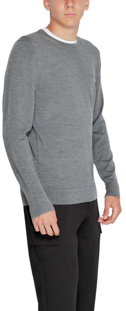 Calvin Klein Gray Recycled Wool Sweatshirt Maroon