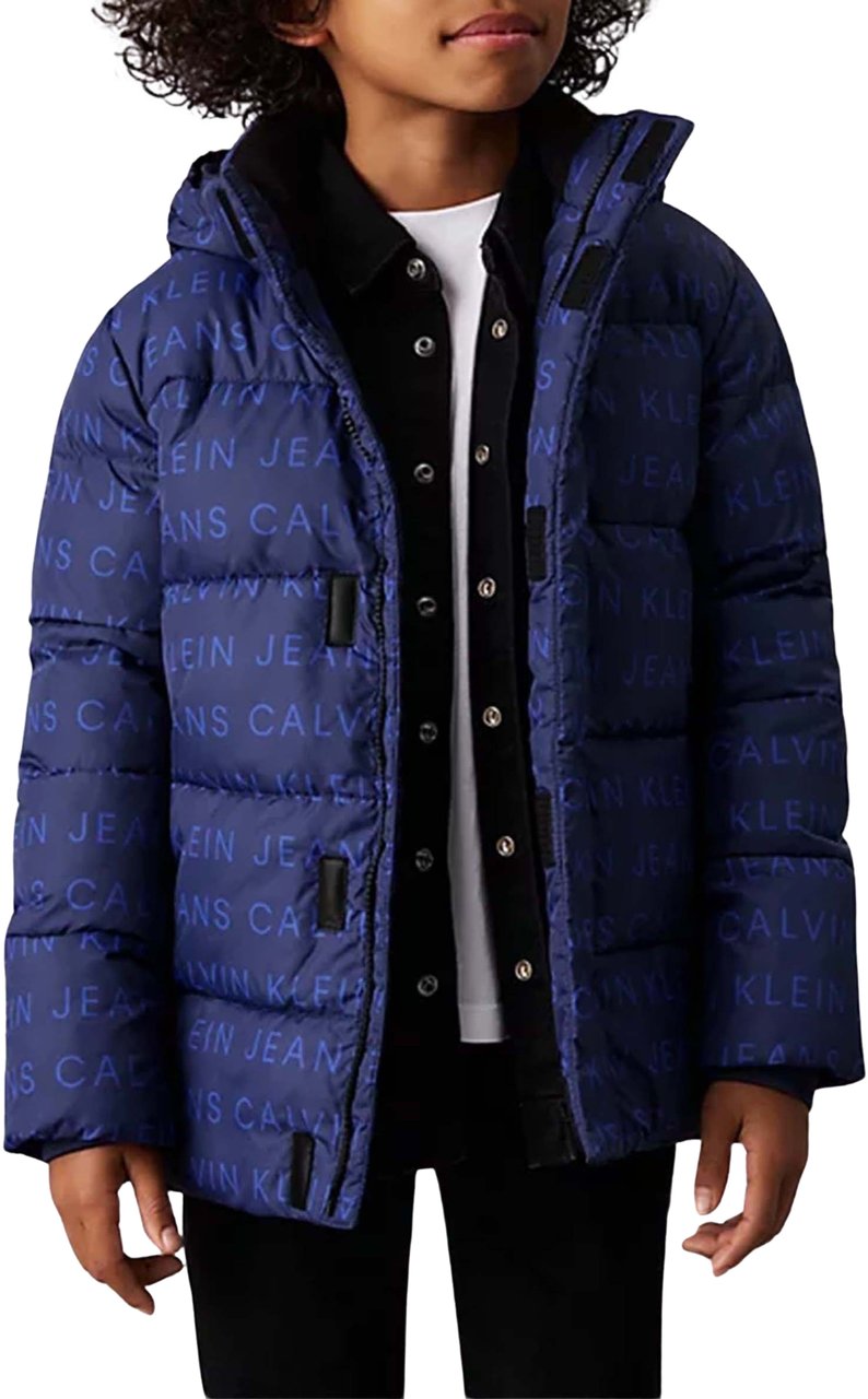 Calvin Klein Logo Puffer Winterjas Blauw