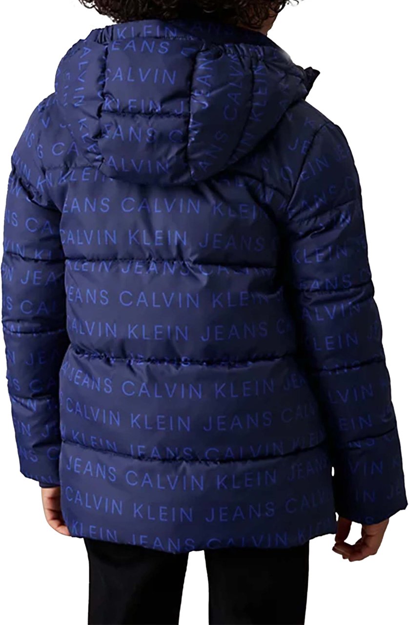 Calvin Klein Logo Puffer Winterjas Blauw