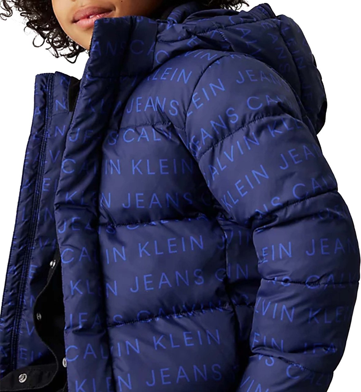Calvin Klein Logo Puffer Winterjas Blauw