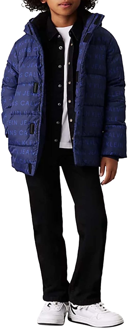 Calvin Klein Logo Puffer Winterjas Blauw