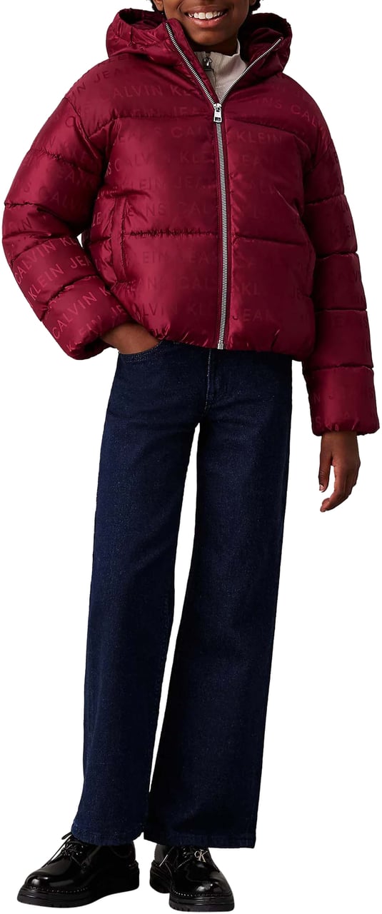 Calvin Klein Logo Puffer Winterjas Rood