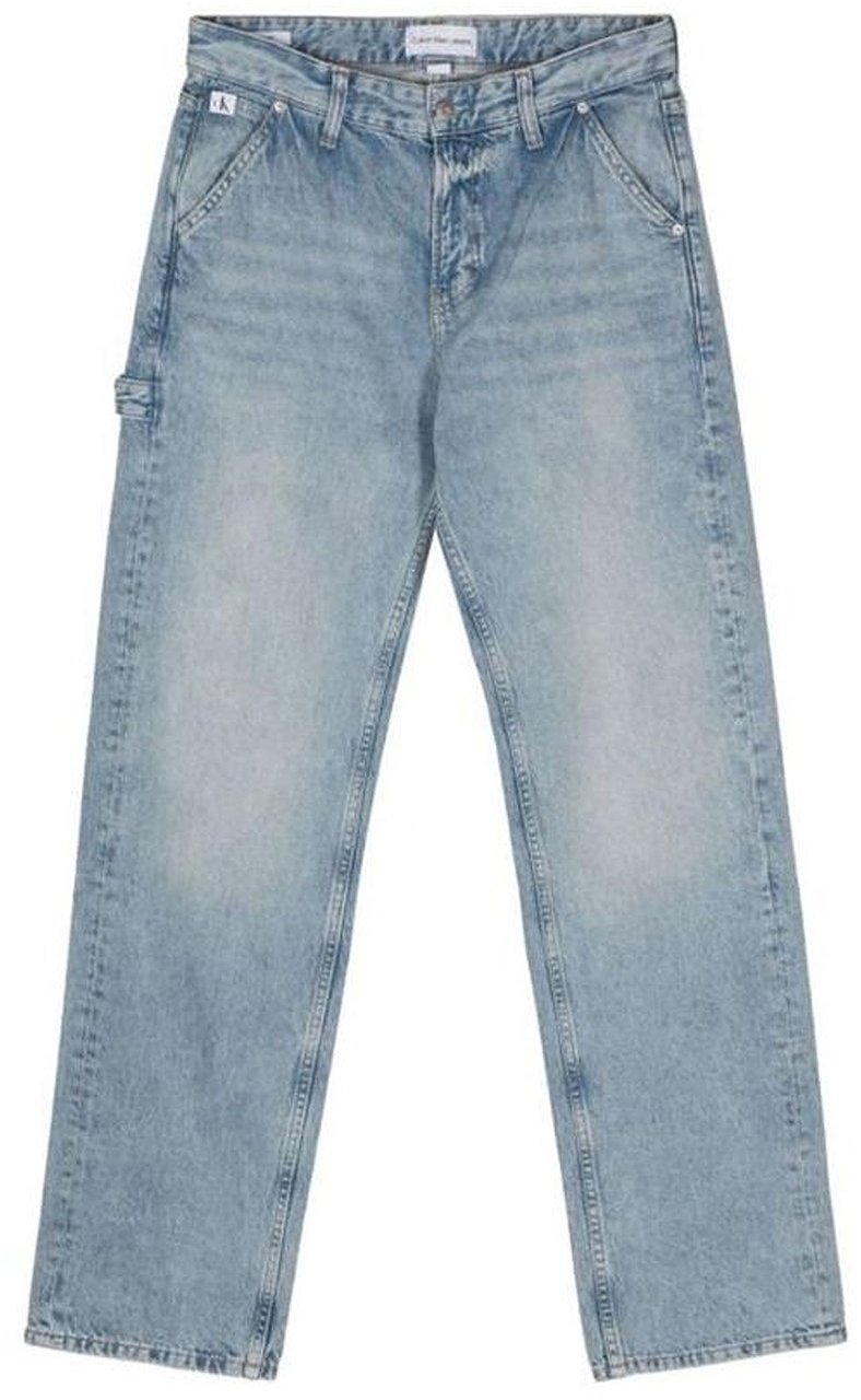 Calvin Klein Trousers Denim Light Blauw