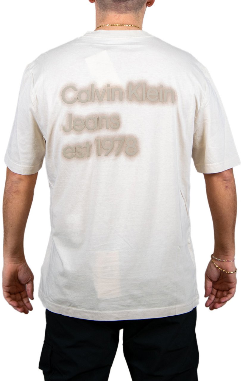 Calvin Klein Jeans Washed Puff Print Tee Beige