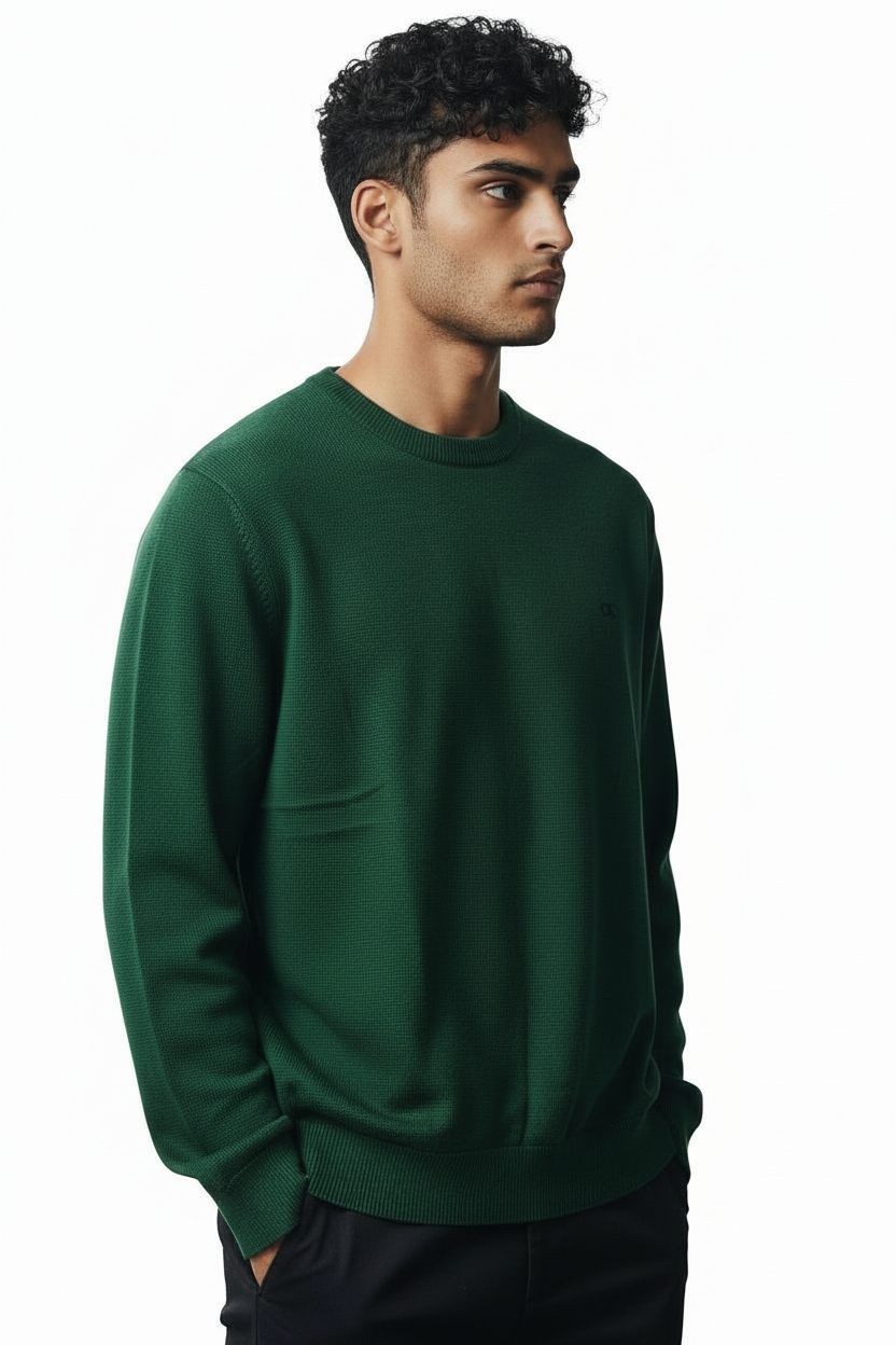 Calvin Klein Long-Sleeved Knit Top in Organic Cotton Zwart