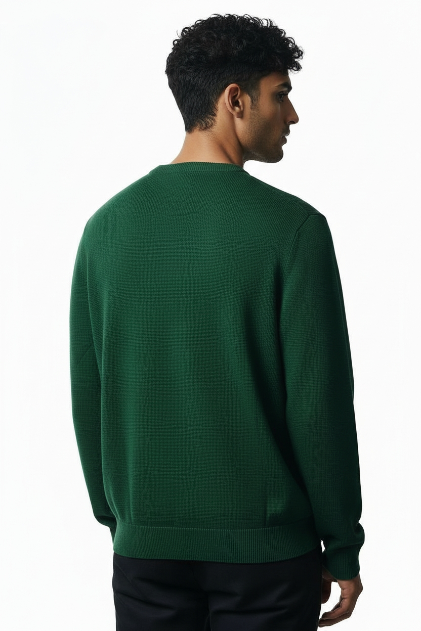 Calvin Klein Long-Sleeved Knit Top in Organic Cotton Zwart