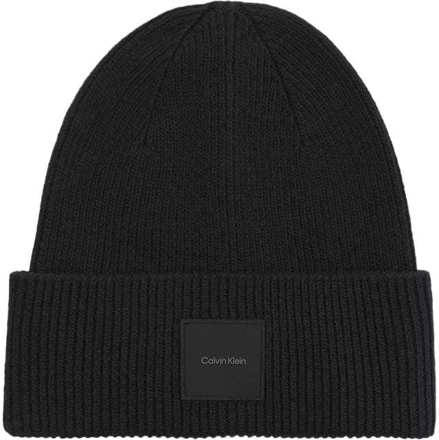 Calvin Klein Jeans Cotton/Wool Fine Rib Beanie Zwart