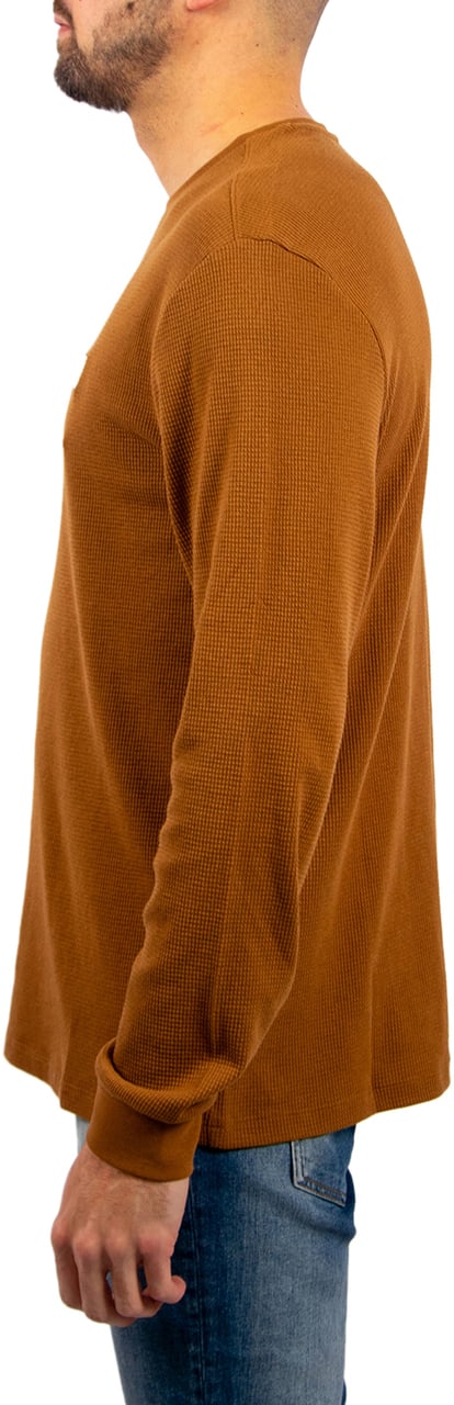 Calvin Klein Jeans LS Waffle Badge Crewneck Tee Bruin