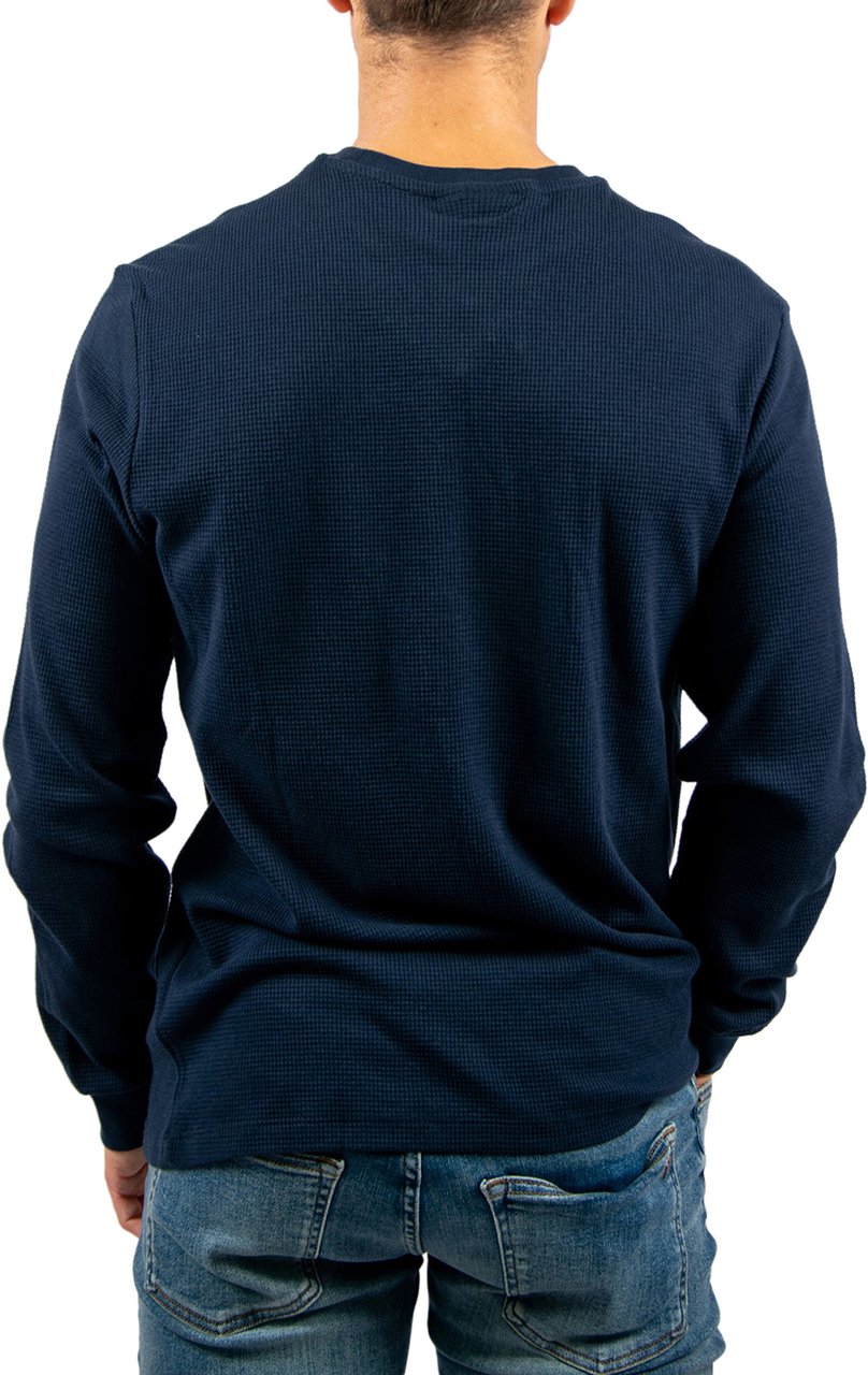 Calvin Klein Jeans LS Waffle Badge Crewneck Tee Blauw