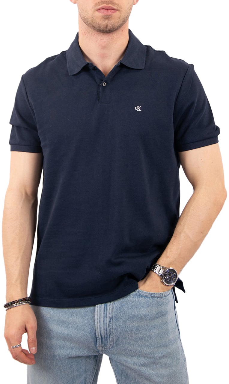 Calvin Klein Jeans SS monogram Pique Polo Blauw