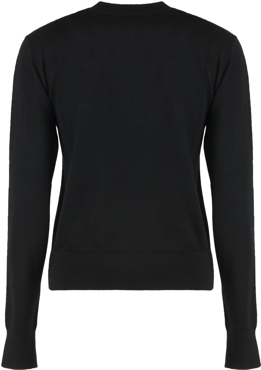 Calvin Klein Round neck sweater in merino wool Zwart