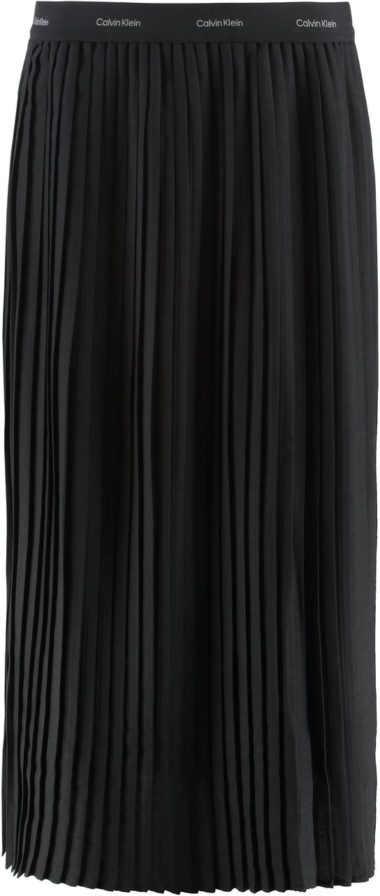 Calvin Klein Gonna midi a pieghe in crêpe Zwart