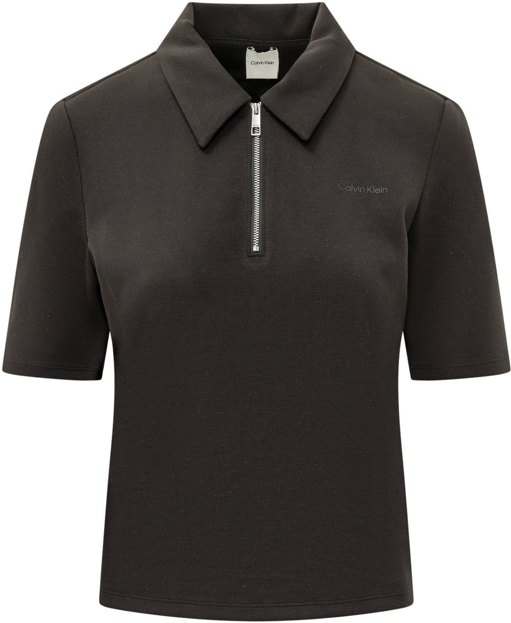 Calvin Klein Polo Maniche Corte con Zip Donkergrijs