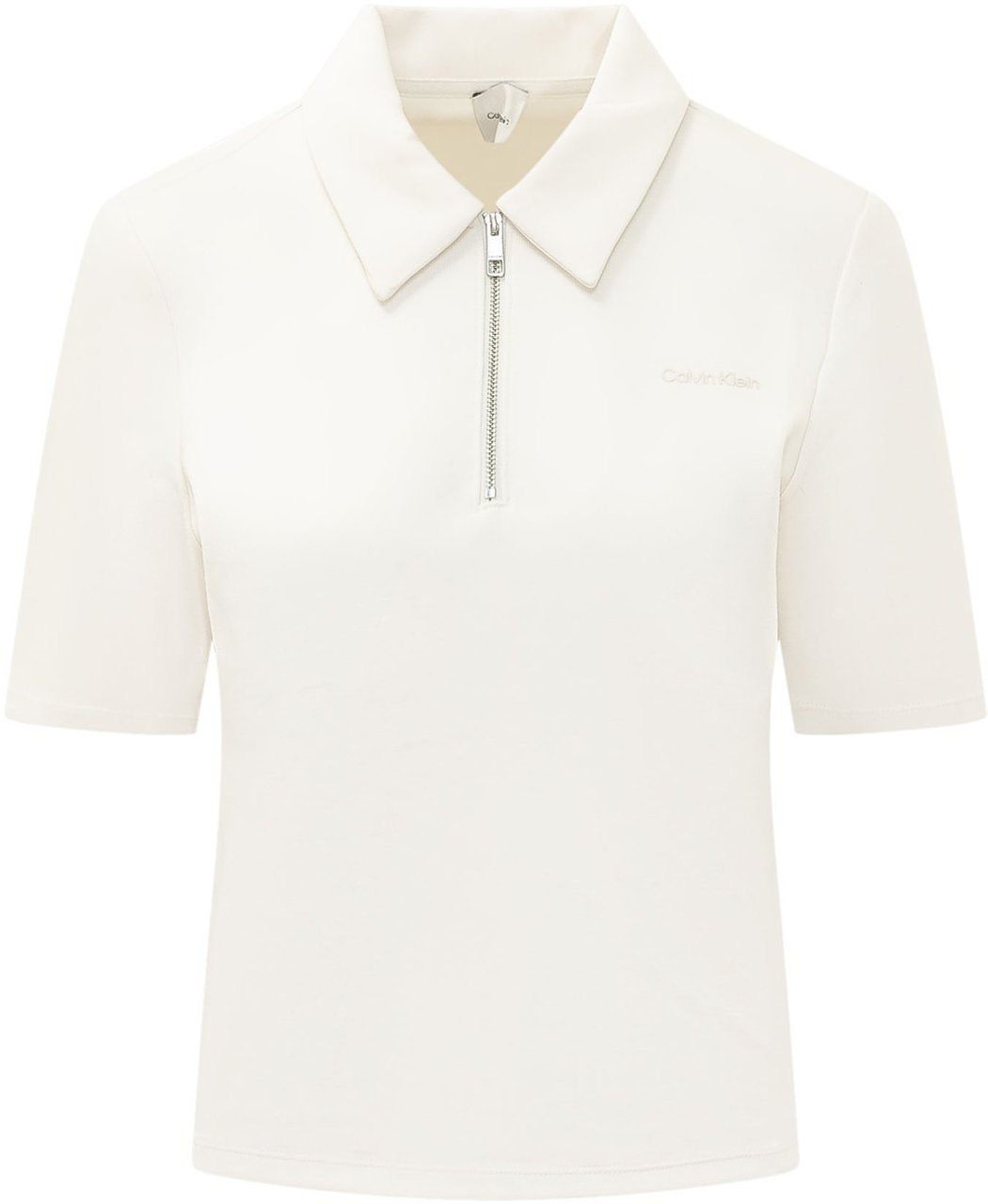 Calvin Klein Polo Maniche Corte con Zip Wit