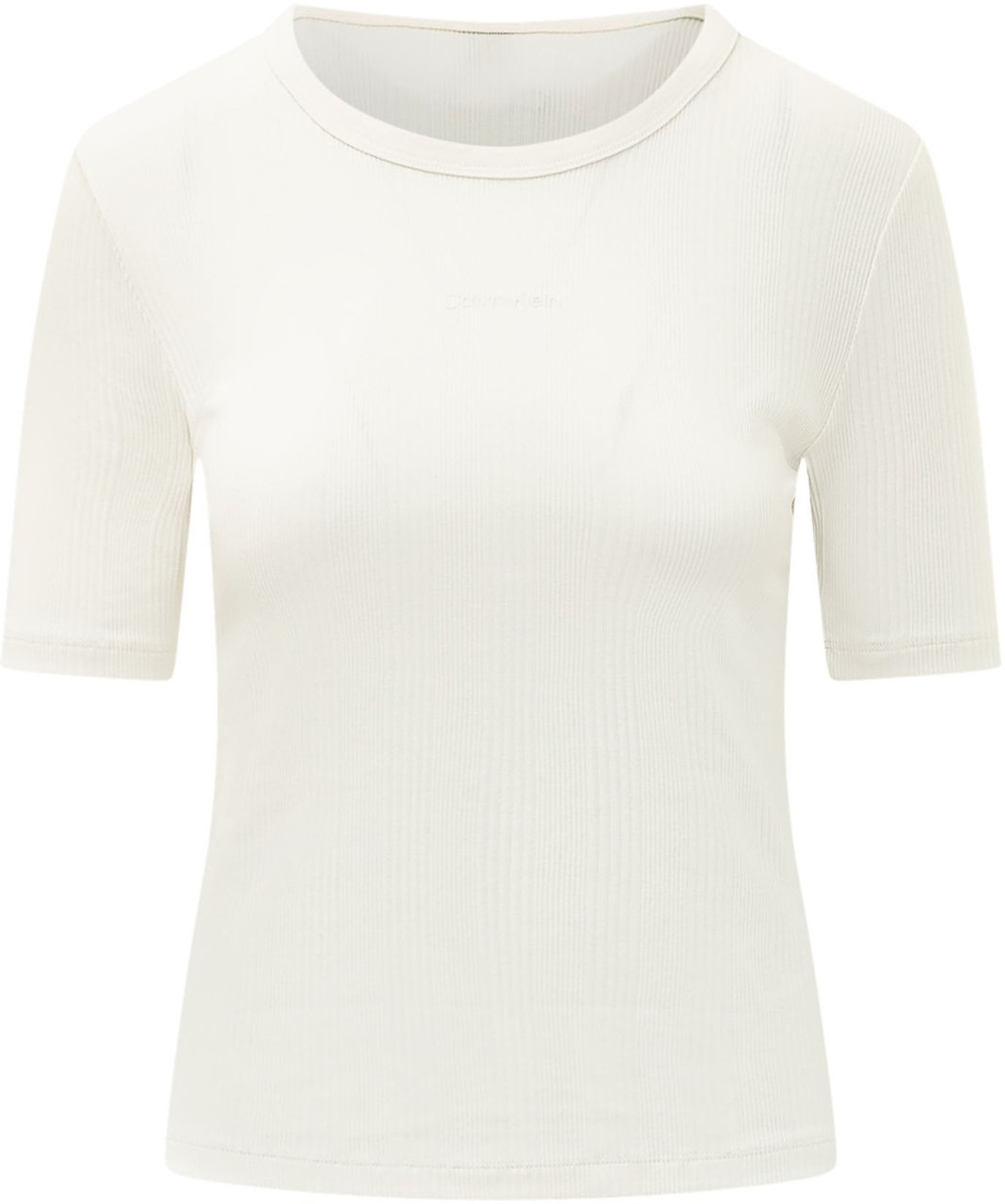 Calvin Klein T-shirt a Coste con Logo Wit