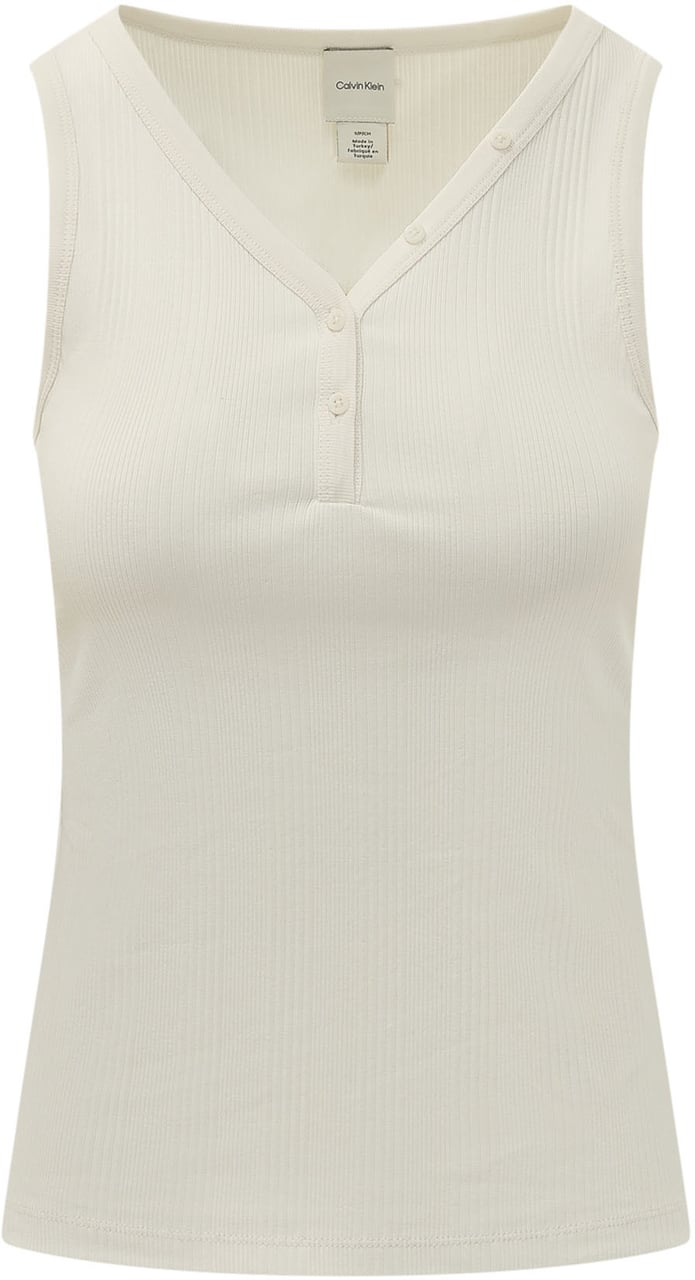 Calvin Klein Top a Coste con Scollo a V Wit