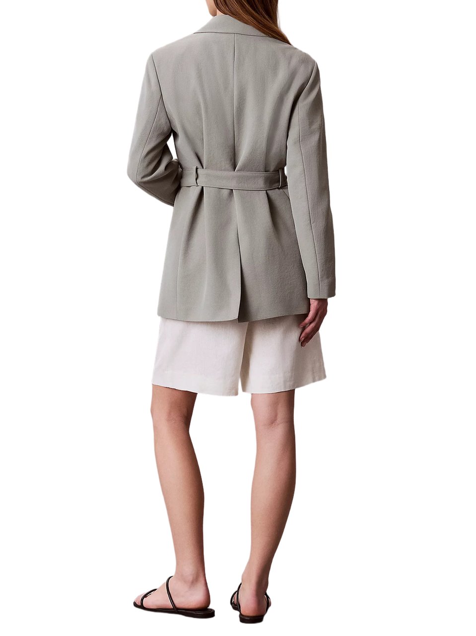 Calvin Klein Casual Twill Belted Grey Blazer Grijs