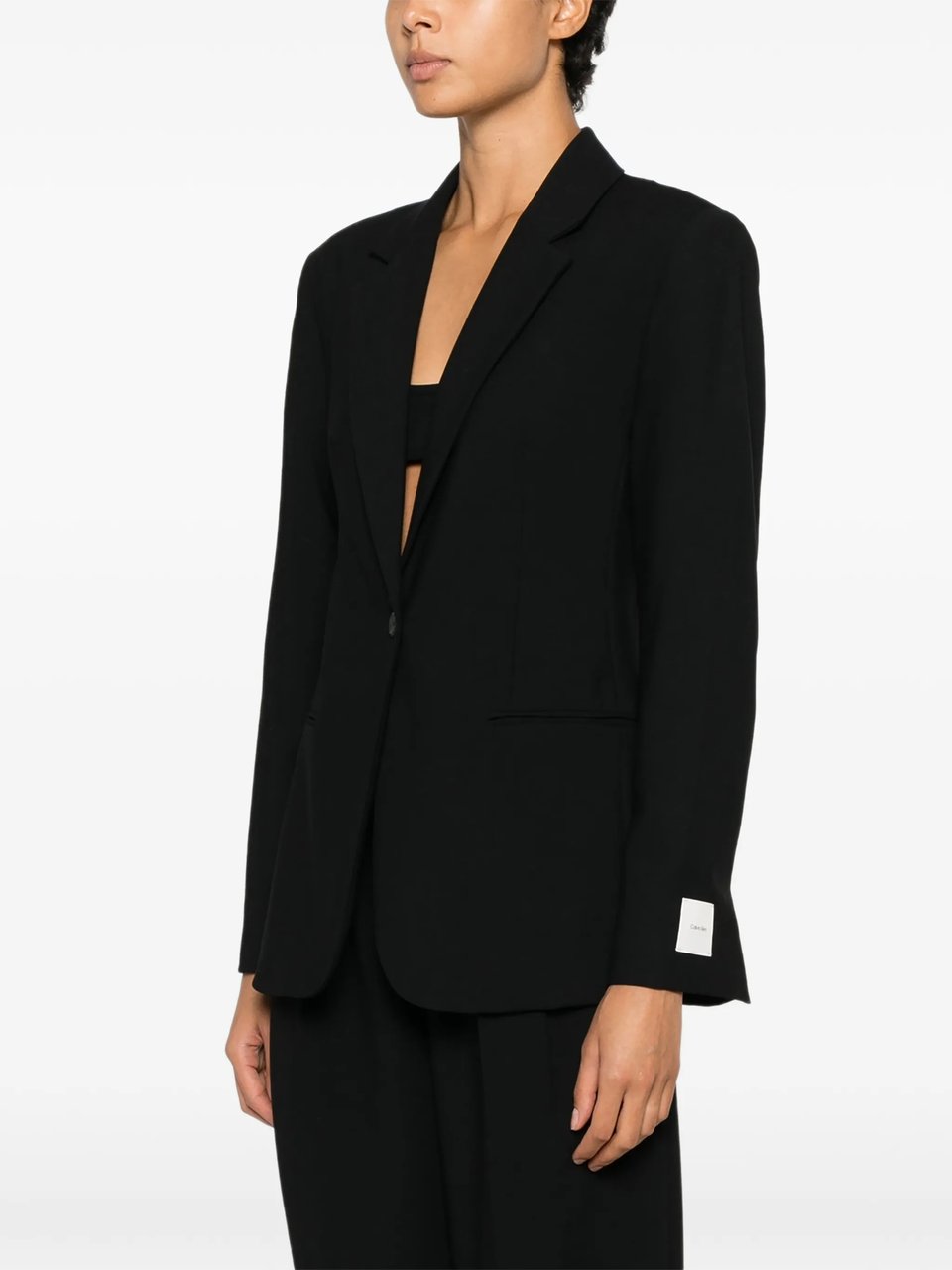 Calvin Klein Black Cinched Waist Tailored Blazer Zwart